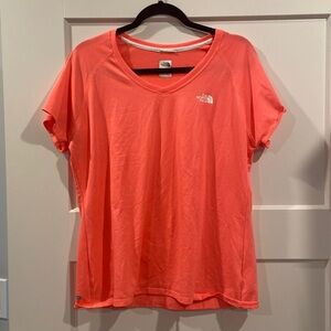 The North Face Neon Coral V neck  Women's XL  *some damage- spot and thread